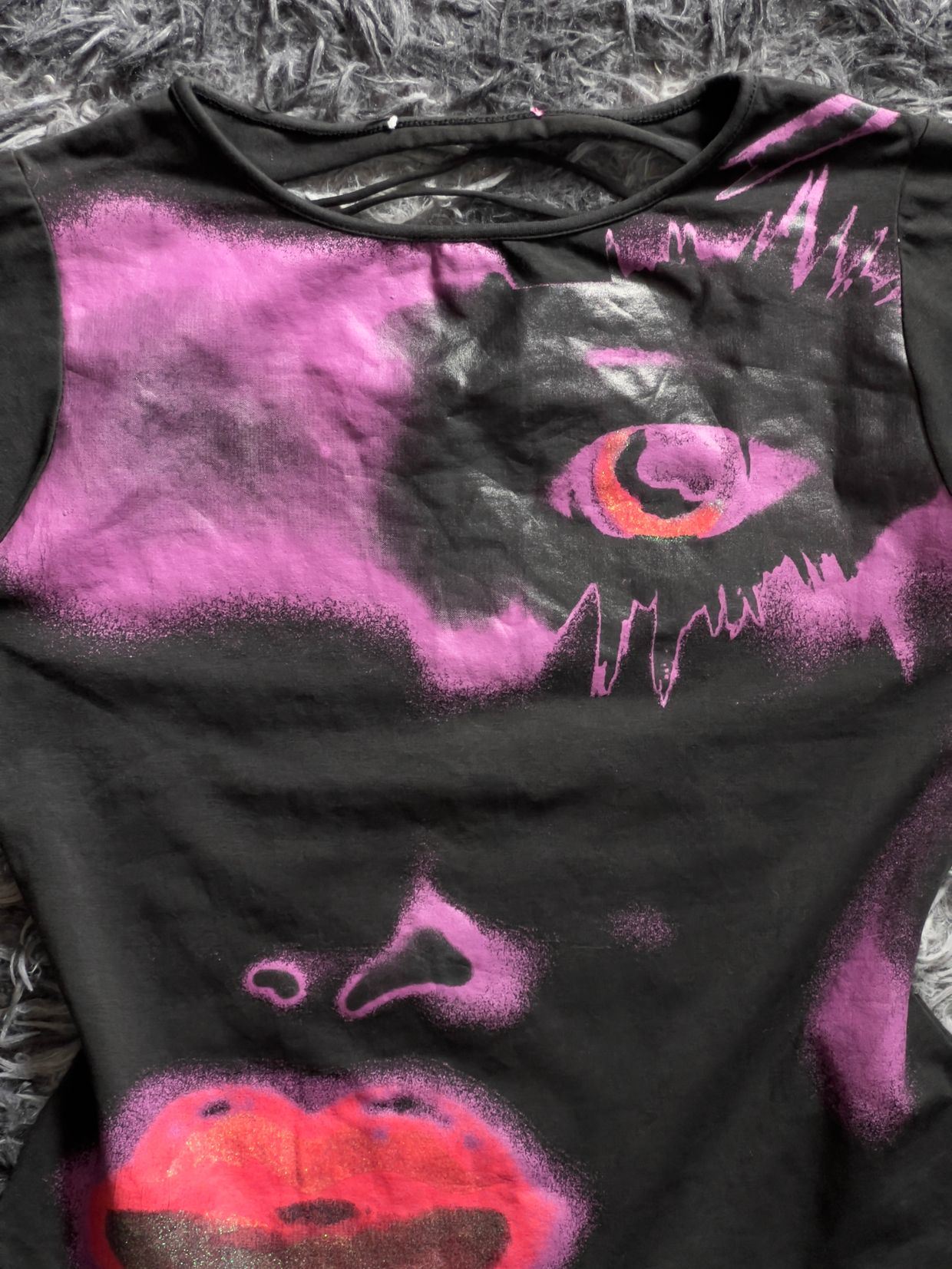 VINTAGE Y2K FACE PRINTED GRUNGE TOP, foto 2