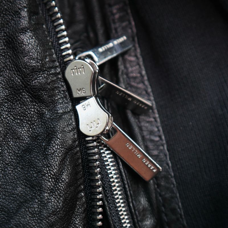 Jaket kulit asli crop biker ramones, foto 8