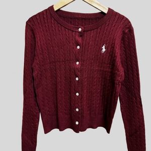 Cardigan kepang maroon