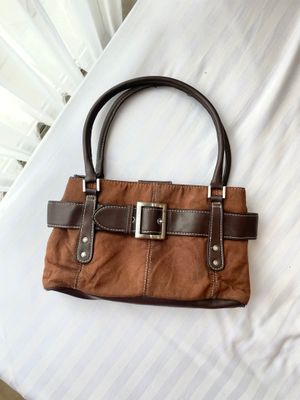 TOMMY HILFIGER SUEDE BUCKLE SHOULDER BAG