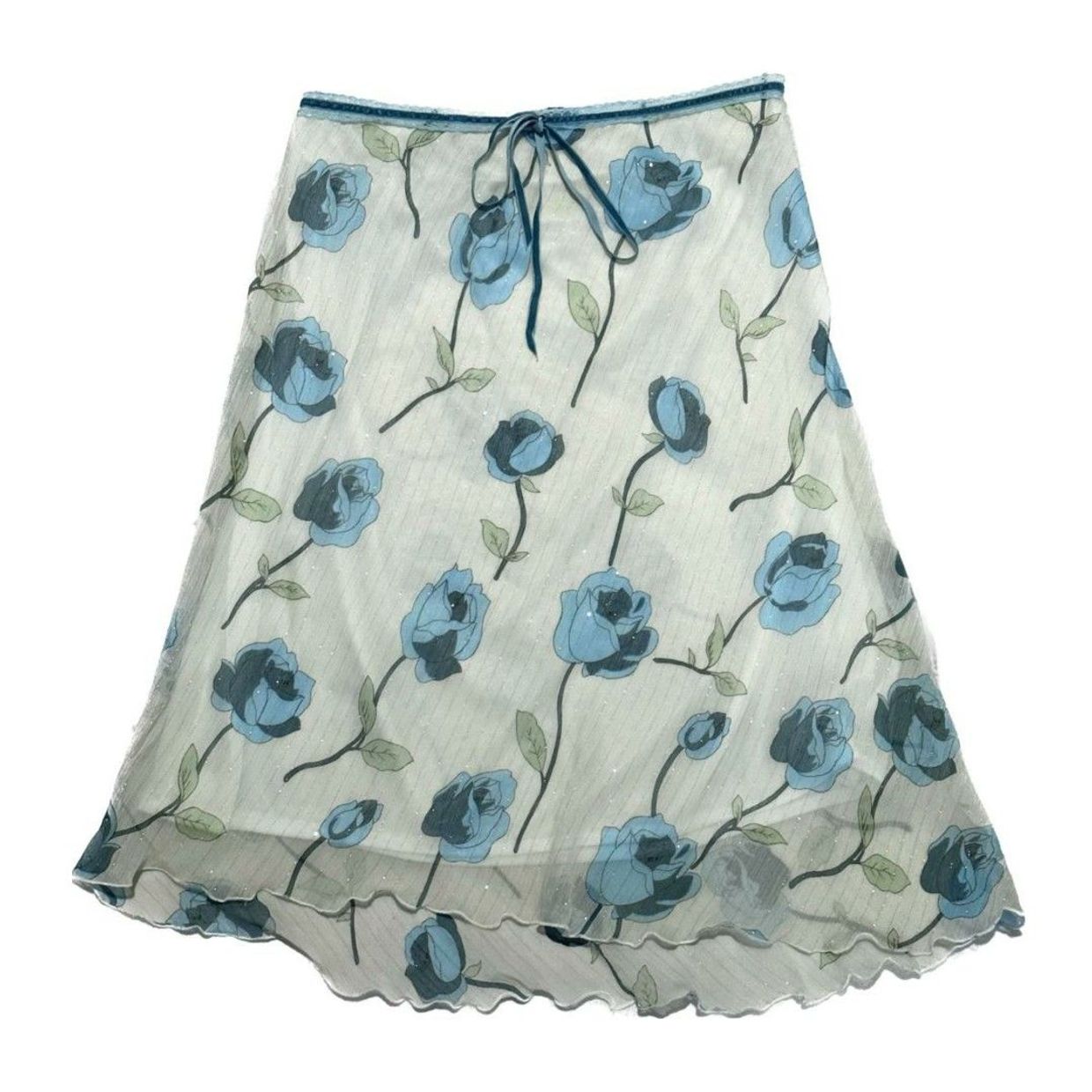 Vintage Y2K Skirt Wanita white blue