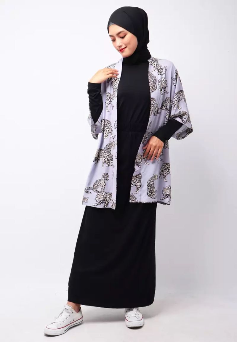 Nade Japan Leopard Outer Kimono Lilac Unisex, foto 4