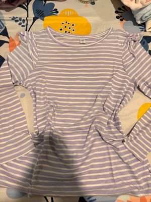 White n purple stripes top