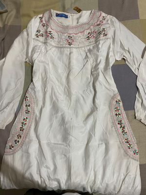 Cute dress white pink bordir