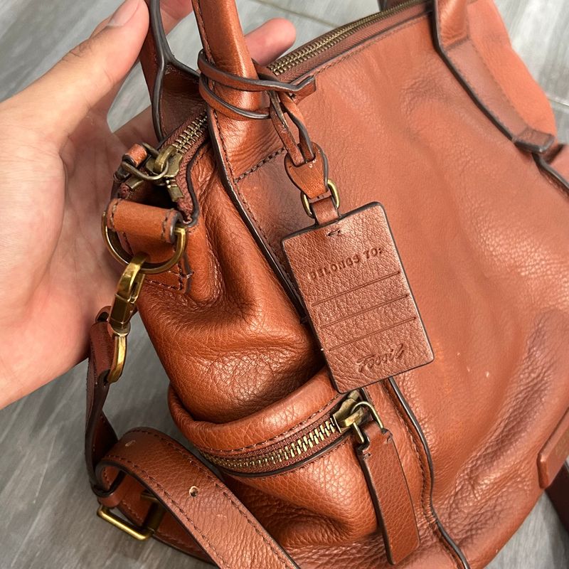 Fossil Emerson Medium Leather Satchel In Brown, foto 3