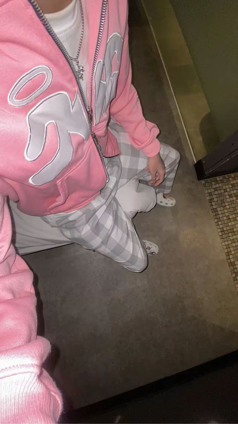 double zipper hoodie boxy pink, foto 4