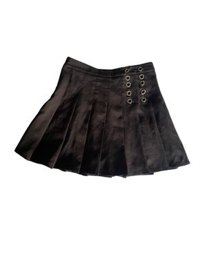black brown pleated skirt