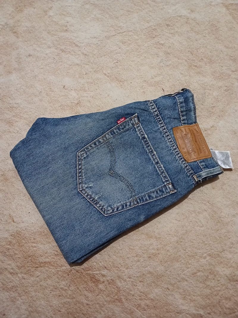 Jeans levi's strauss 512 ripped slimfit second thrift, foto 4