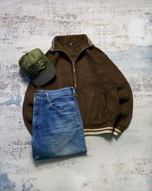 DOPE KNITZIPPER SWEATER BROWN