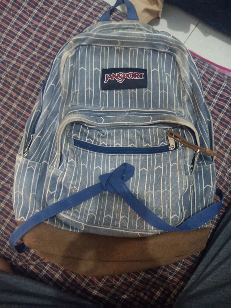 JanSport Vintage Y2K Bag Pria white blue - Preloved