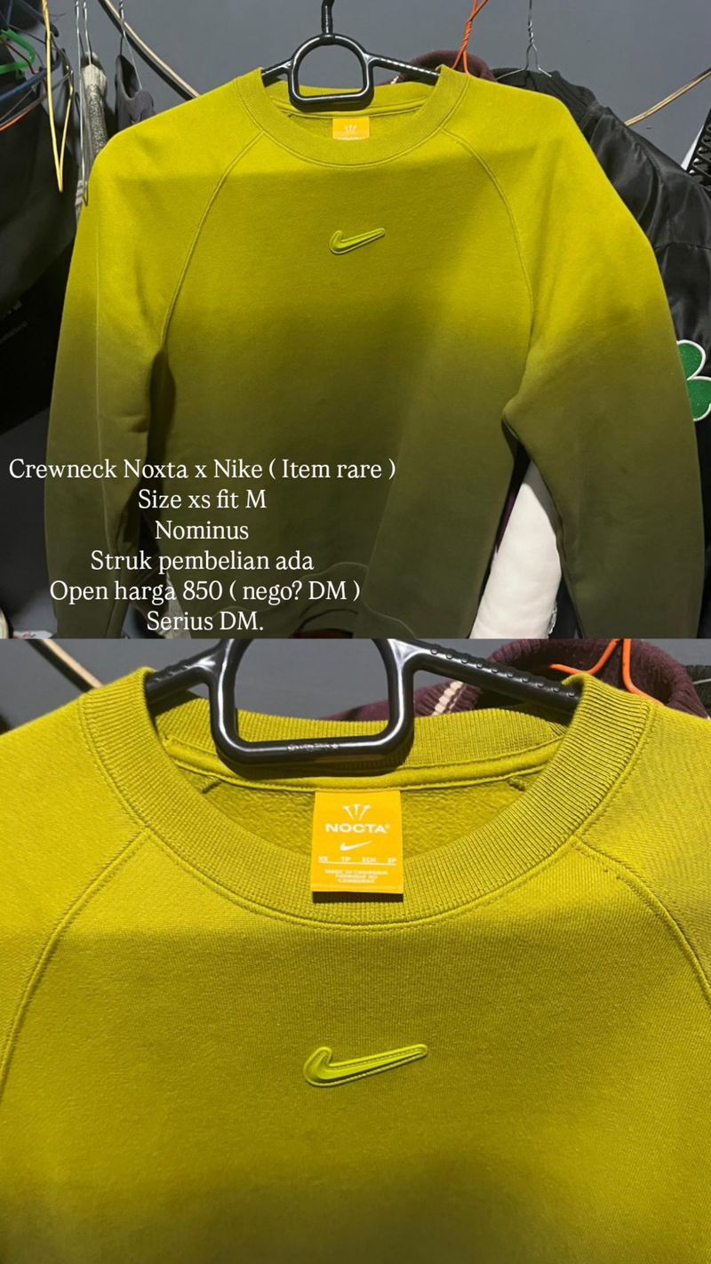 Nike x NOCTA Fleece CS Crew dalam warna gradient Moss/Medium, foto 3