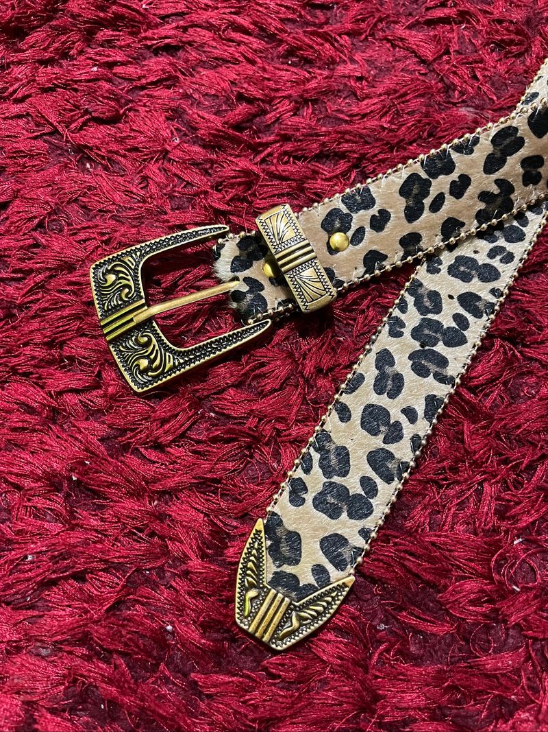 vintage leopard belt brown gold, foto 3