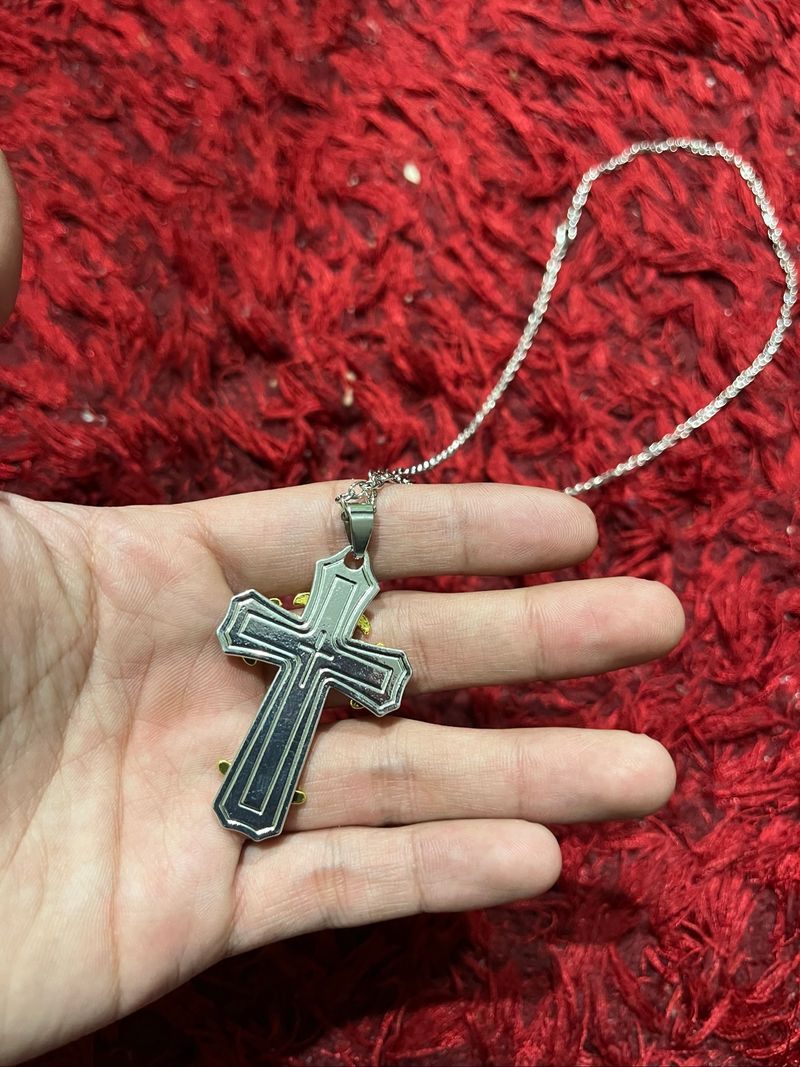 crossed cylo necklace gold black, foto 4