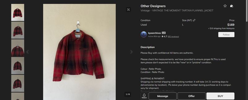 Vintage Wool Plaid Jacket (Jaket 100% Wol), foto 4