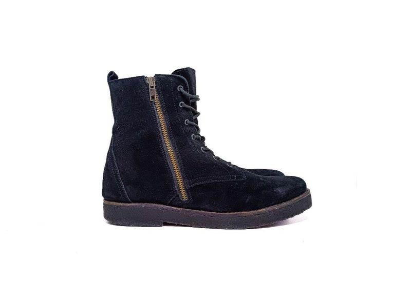 ACUSTOM black velvet combat boots with side zipper, foto 2