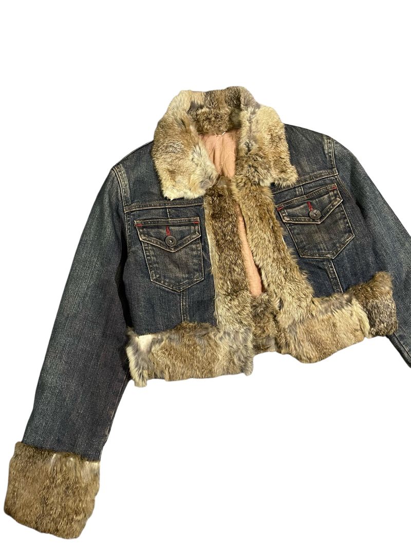 Y2K Fur Denim Japanese Crop Jacket, foto 6