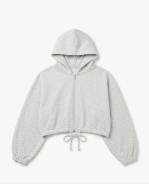 H&M Cropped Zip-Up Hoodie Light Grey