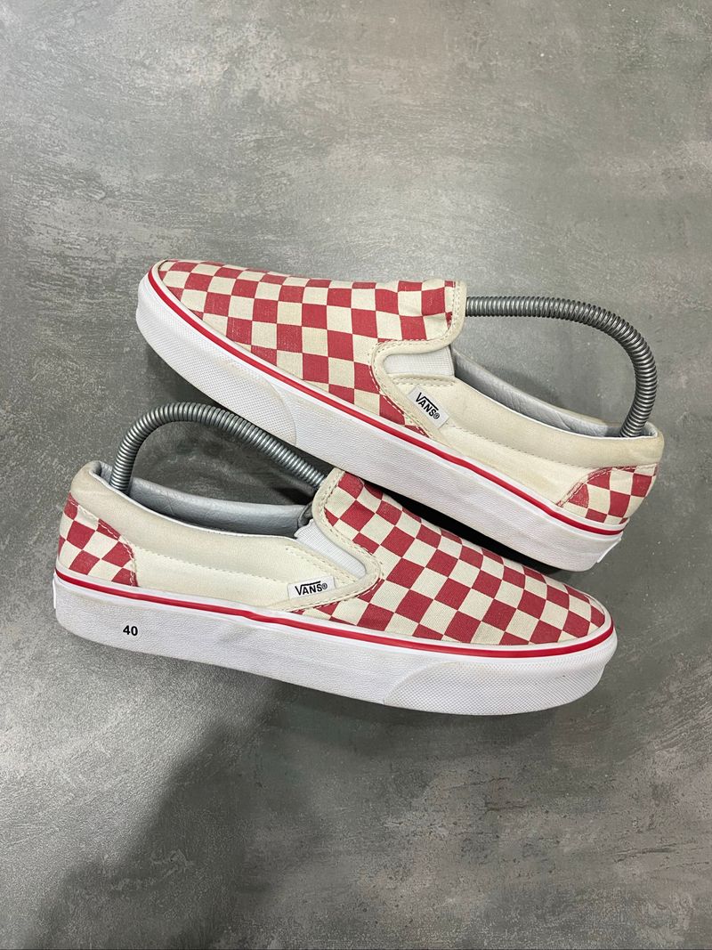 Vans Slip On Classic Checkerboard Racing Red, foto 2