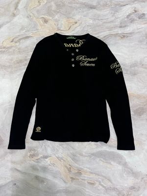 Y2k waffle henleys shirt banana seven