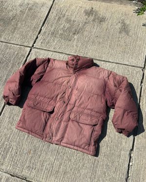 Vintage Streetwear Puffer jacket Pria burgundy red