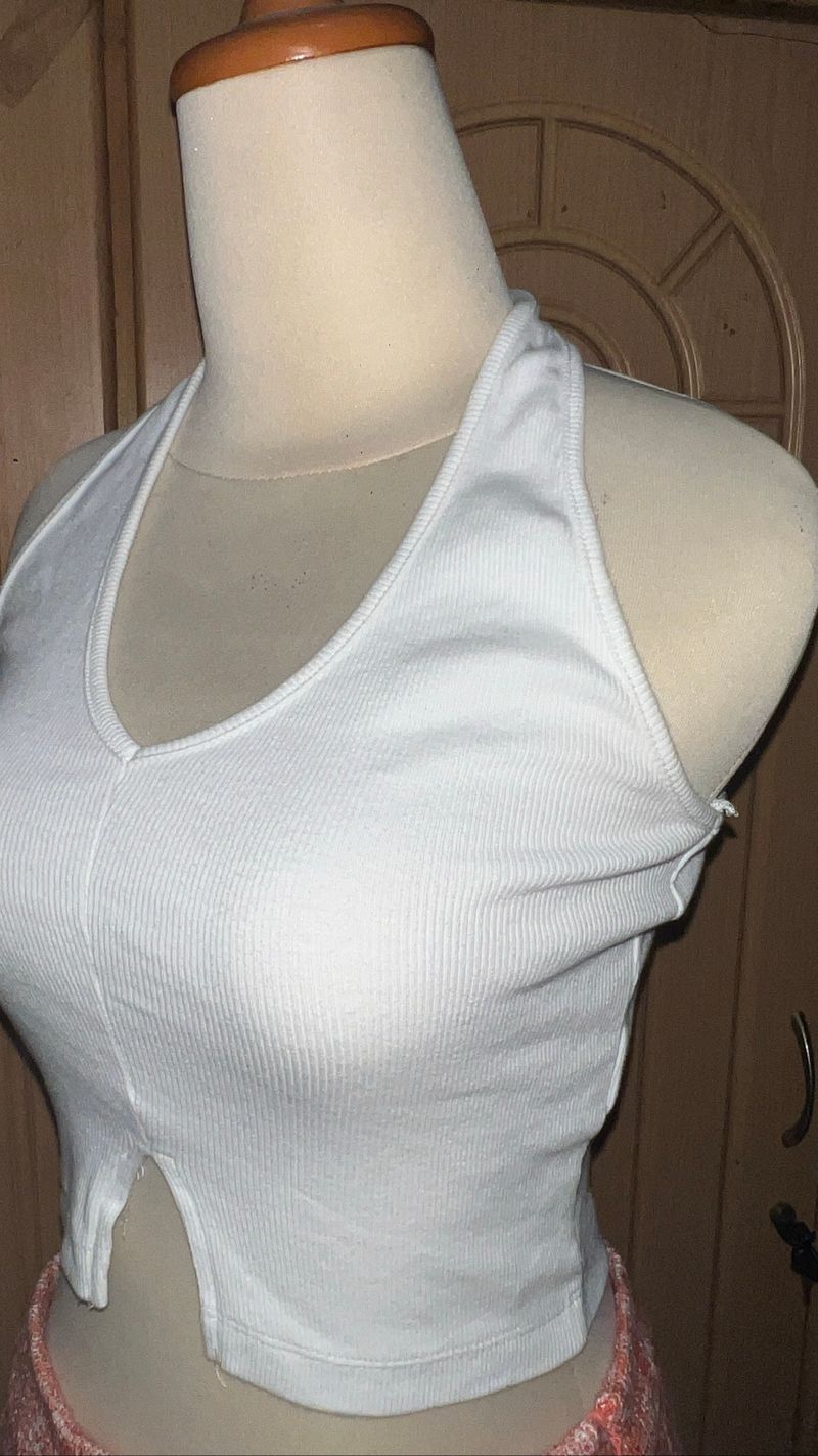 Pull and bear white halter tank, foto 3
