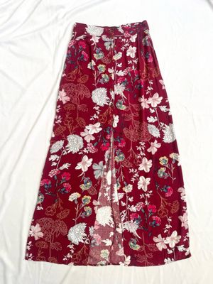FOREVER21 Floral Red Maxi Skirt