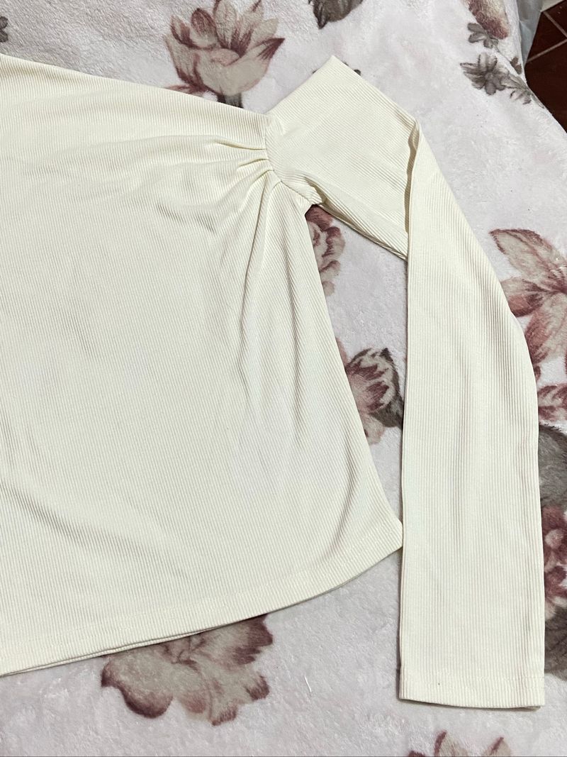 Half Offshoulder White Knit | Daybydate, foto 3