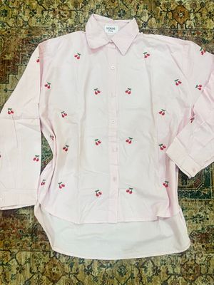 kemeja motif cherry (pink)