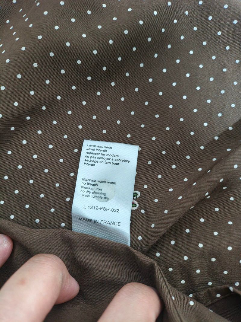 Lacoste Button Down Brown Polka Longsleeve Shirt Original, foto 7