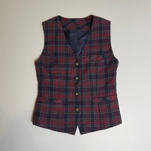 Vintage Red Plaid Tartan Pattern Top Vest