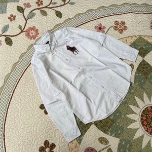 Kemeja anak lengan panjang putih polos polo ralph cakep