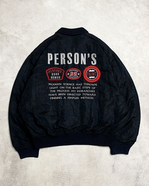 Vintage 90s Person's Bomber Flight Jacket Embroidery Boxy