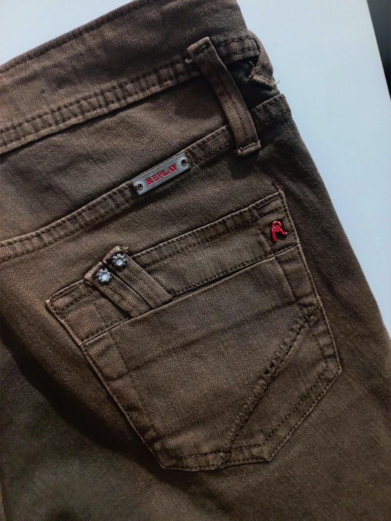Replay Brown Cuffed Denim Shorts, foto 4