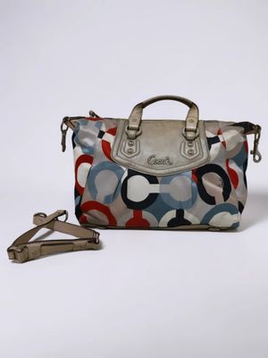 Coach Ashley Sateen OP Art Multicolor Satchel Bag Original