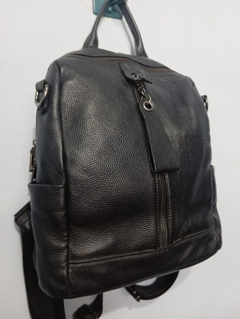 Backpack Ransel Genuine Leather Hitam, foto 2