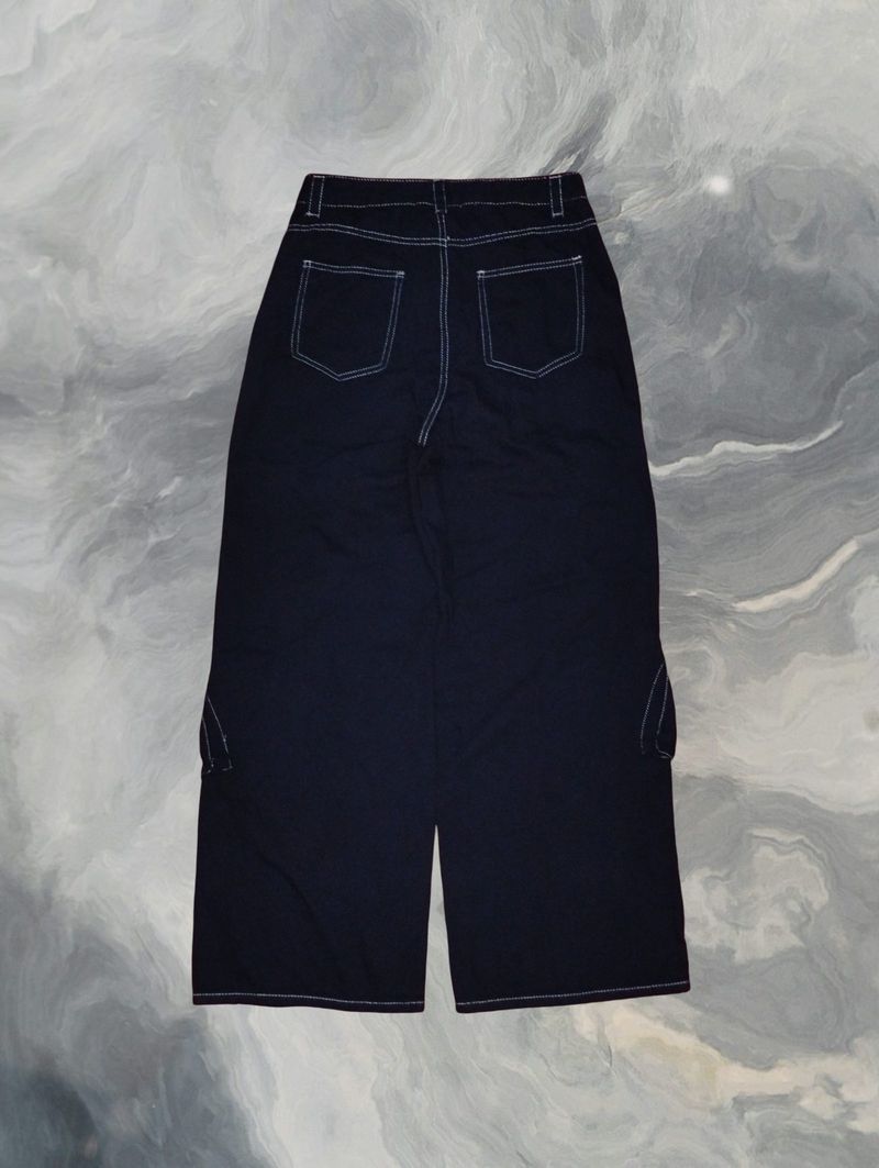 Celana Baggy Hitam Cargo Multipocket Jeans Gombrong, foto 2
