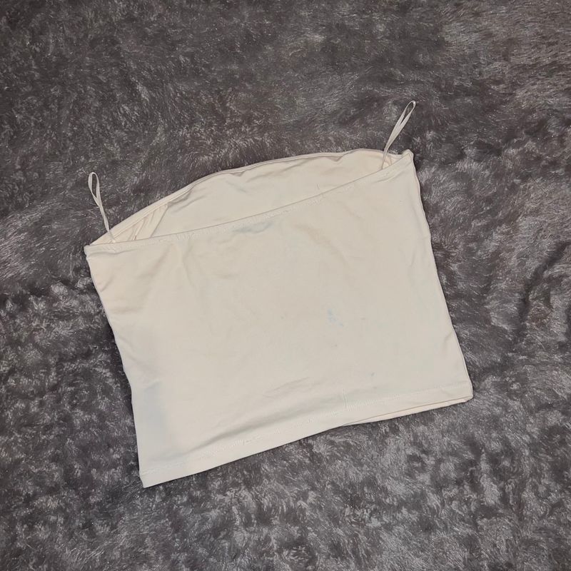 White Tube Top Bershka Basic Stretch, foto 3