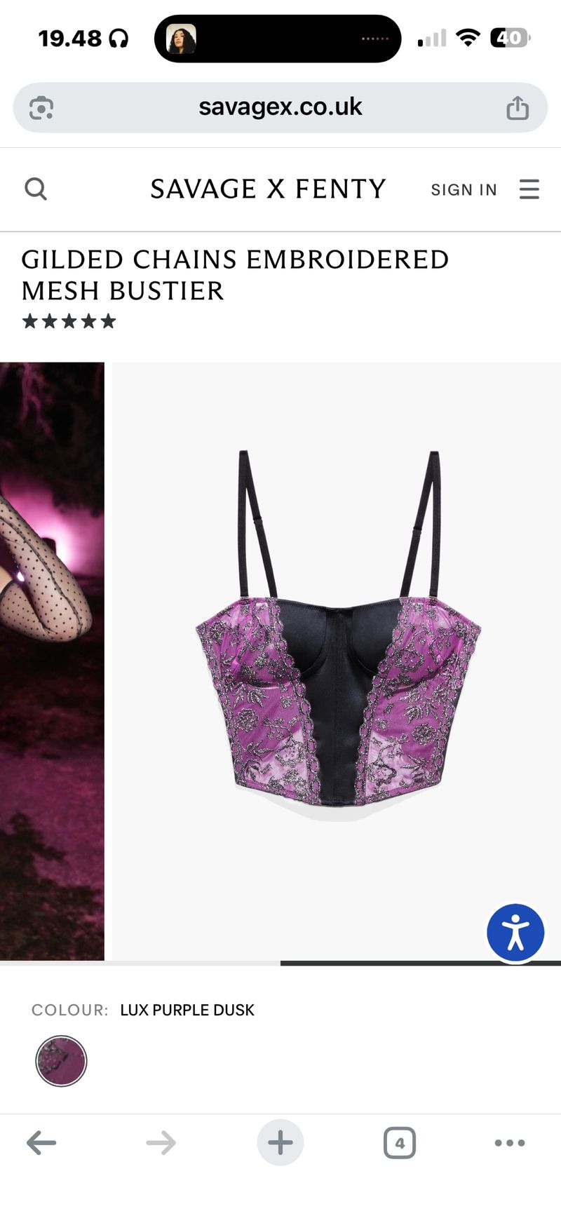 Savage X Fenty Gilded Chains Embroidered Mesh Bustier Set, foto 7