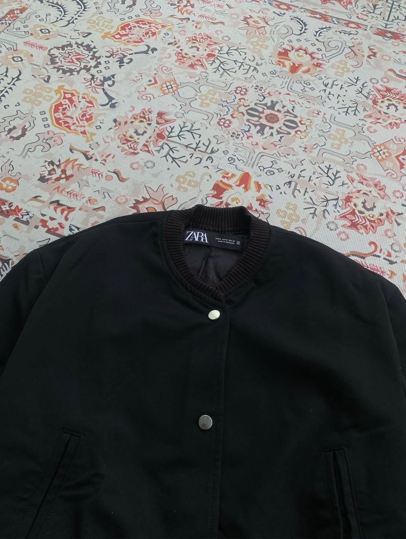 ZARA - Crop Bomber Black Jacket, foto 3