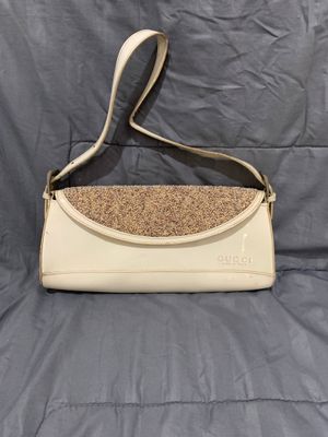 White Beaded Pearls Vtg Gucci Clutch Shoulder Bag