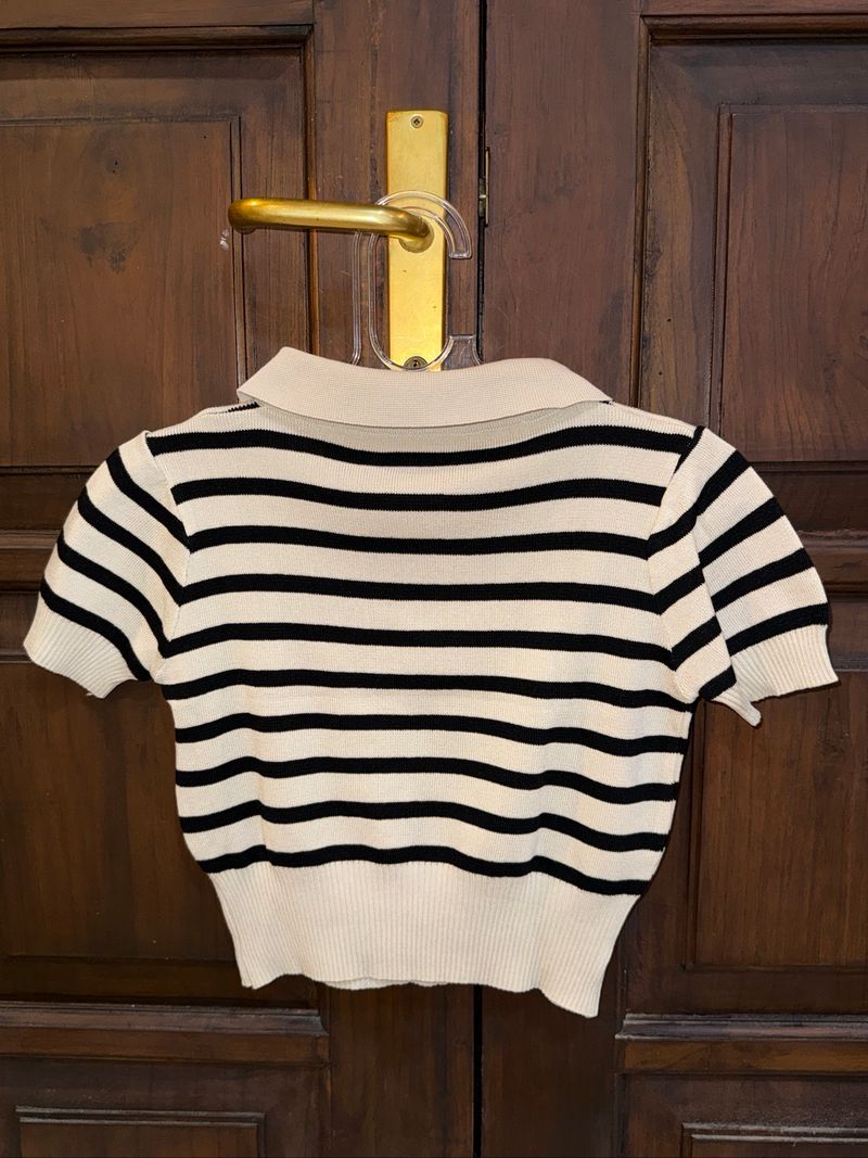 Stripes Crop Top Wanita, foto 2
