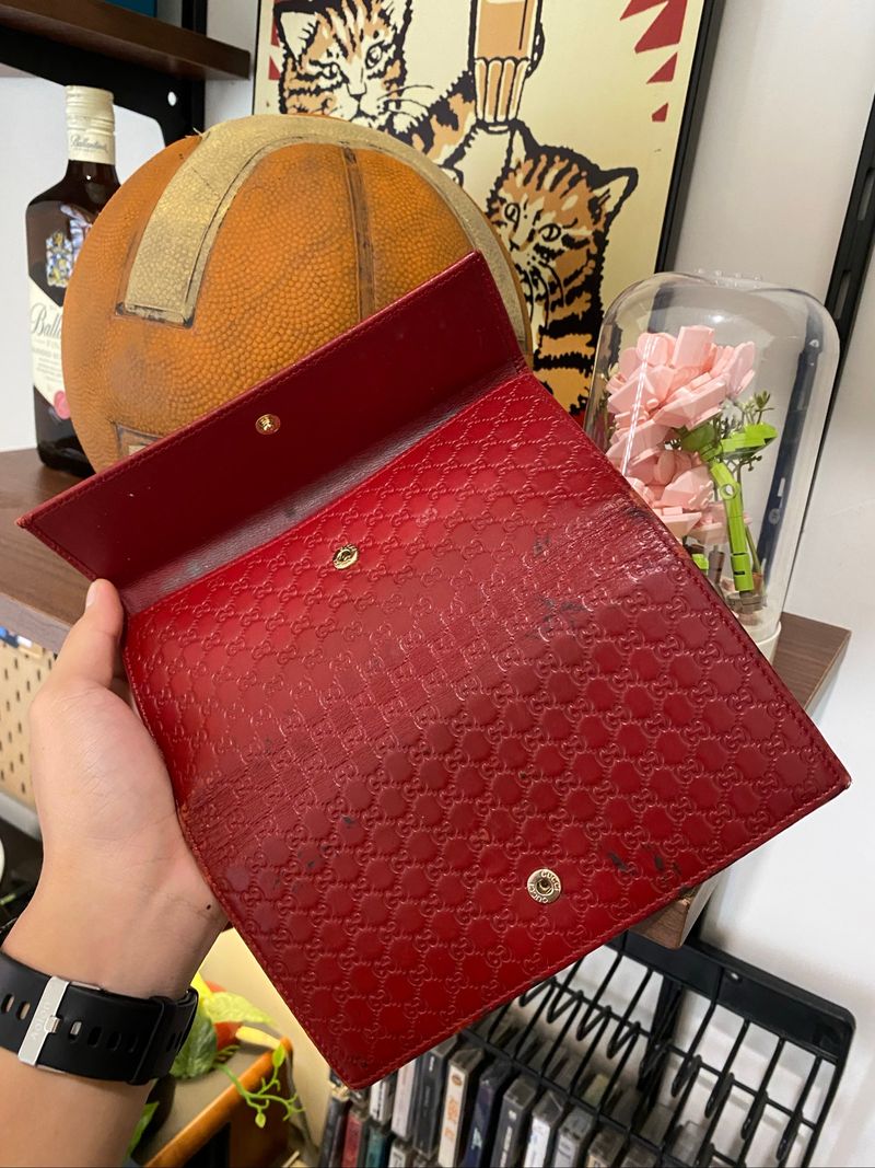 •Red Gucci Microguccisima Leather continental flap wallet, foto 4
