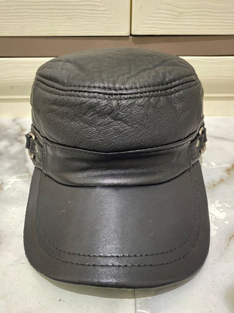 Topi Komando Kulit Domba Warna Hitam, foto 5