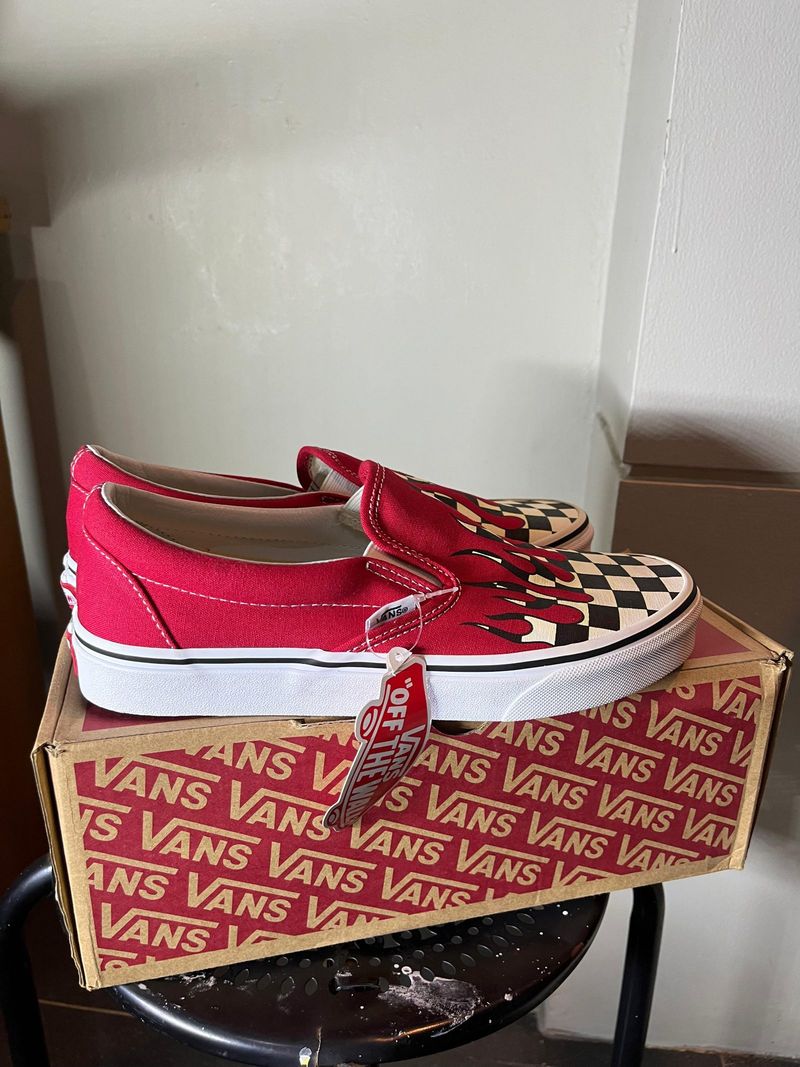 Vans Classic Slip On Checkerboard Flame Red, foto 3