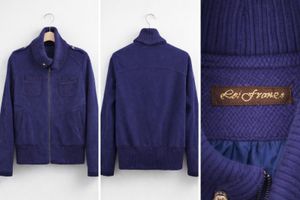 REI FIRENZA JAKET WOOL HIGH NECK NAVY -IMPORT