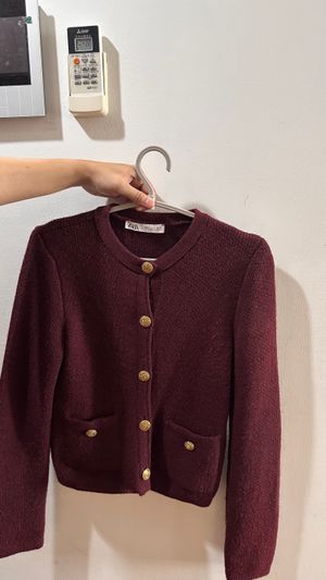 knit cardigan zara maroon