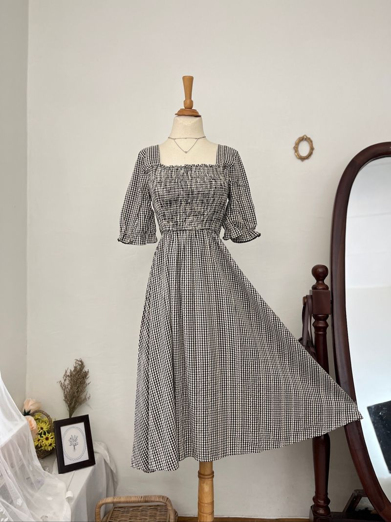 Summer beach smoked dress gingham, foto 2
