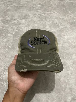 Topi Trucker Two Tone Nutri Source Ripped Coklat Hijau Army