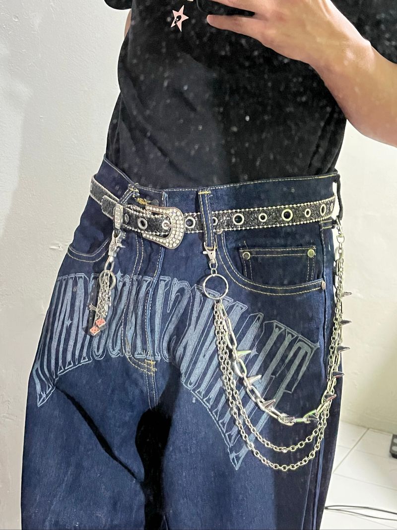 y2k belt rhinestone black small, foto 9