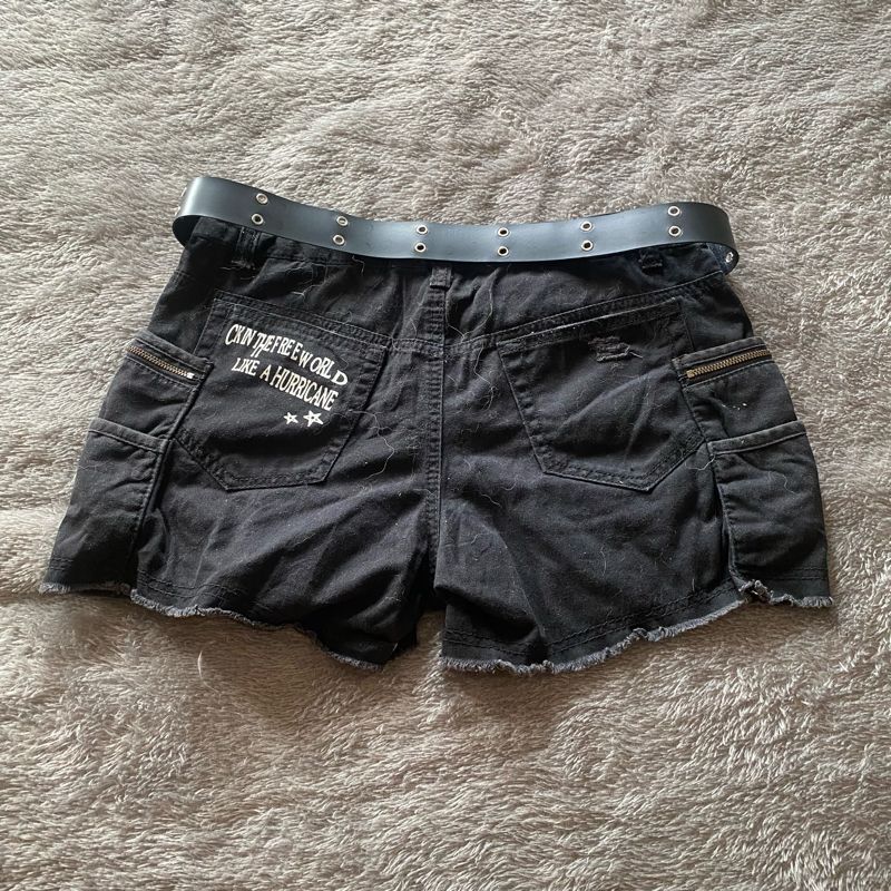 Grunge Emo Short Wanita white black, foto 5